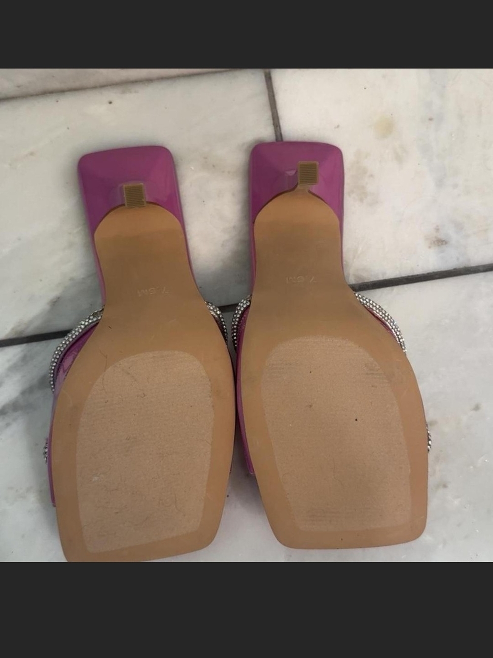 Steve Madden Iridescent Pink Crystal Bow Slide Mules - Picture 3 of 3